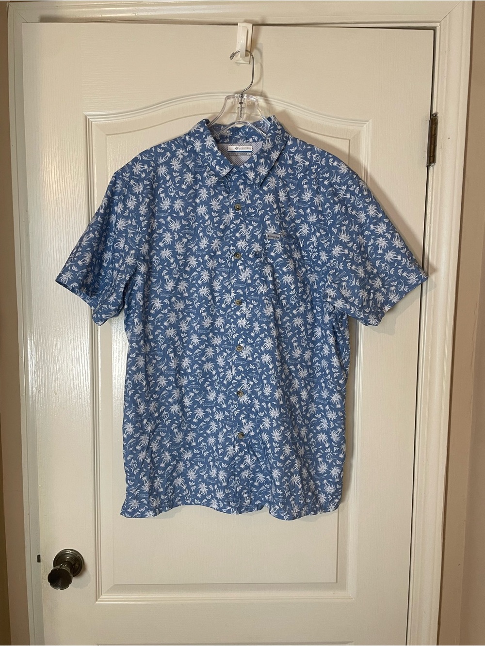 Columbia PFG Men’s M Blue  Coastal Tropical Short Sleeve Fishing Shirt Vented